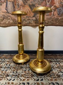 FLASH SALE ! WAS 350 NOW 250 !  A Pair Of Decorative Wood Gilded Columns , Pedestals