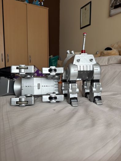 Two WowWee Mega Byte Hound Droid Remote Control Robot Dogs 1999 with Remotes