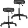 Set of 2 Rolling Stools Height Adjustable with Wheels 46 - 60 cm Seat Height 10 cm Padding Image 2