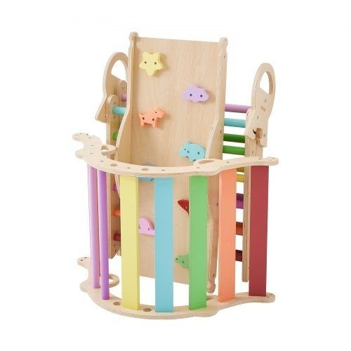 Pikler Triangle Set, 9-in-1 Toddler Climbing Toys Indoor, with Xylophone, Cushion, Triangle, Arch, and Ramp, 68 kg Load, Foldable Montessori Climbing Set for Toddlers and Kids, Rainbow