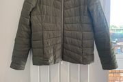 OUI light puffer jacket in dark olive green (10-12)
