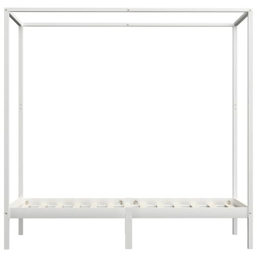 Canopy Bed Frame White Solid Pine Wood 100x200 cm