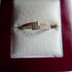 Authentic PANDORA 14k Rose gold plated Sparkling Overlapping Ring size I