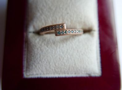 Authentic PANDORA 14k Rose gold plated Sparkling Overlapping Ring size I