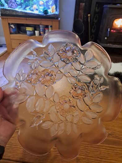 Large Mid-Century Frosted Art Glass Bowl