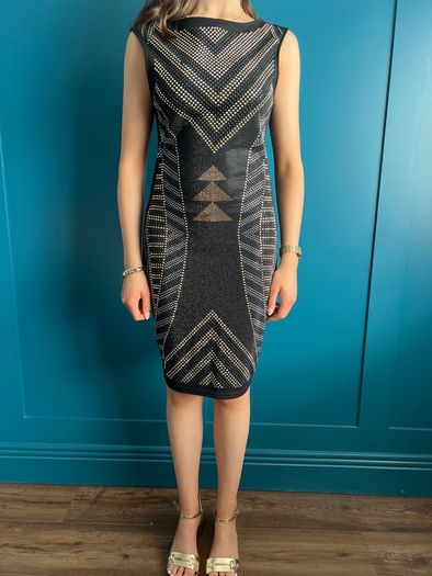 Lipsy London black & gold dress. Size 10
