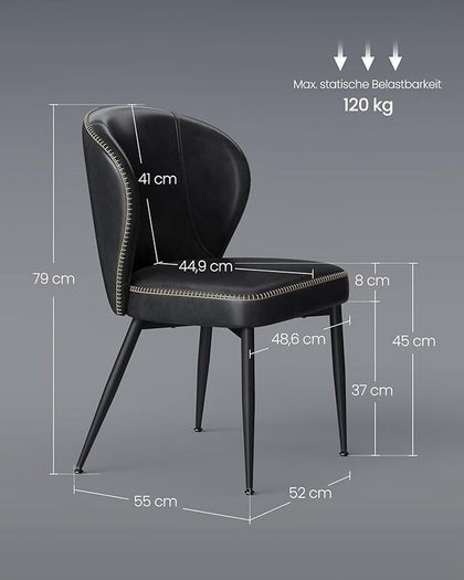 2 x Dining  Chairs Faux Leather  Set of 2