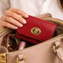 Premium Genuine Leather Wallet for Women Stylish Red Clutch Wallet with Button Closure Image 6