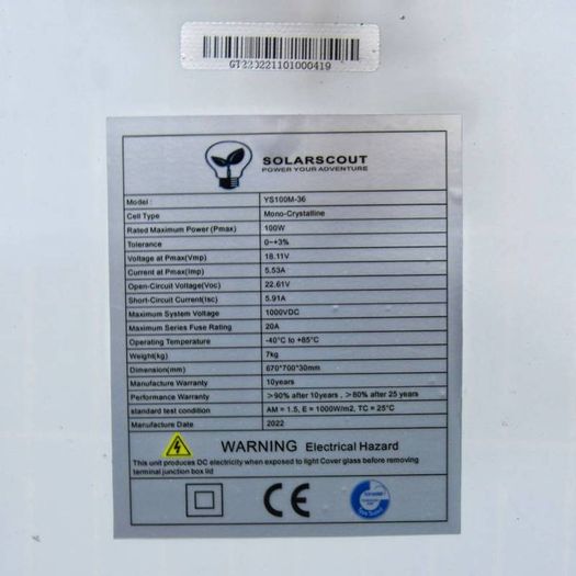 100watt solar panels for caravan, camper, boats