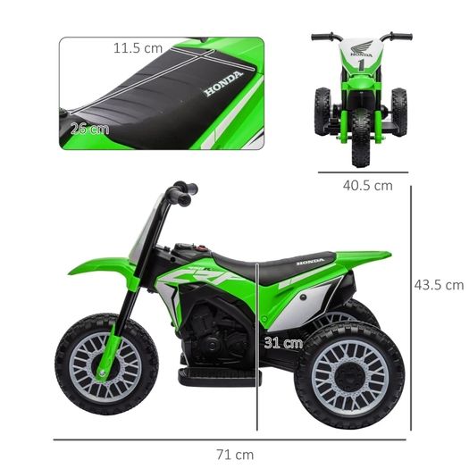 6V Kids Motorbike, Three-Wheel Kids Electric Bike with Horn, Startup Sound for Ages 18-36 Months Green