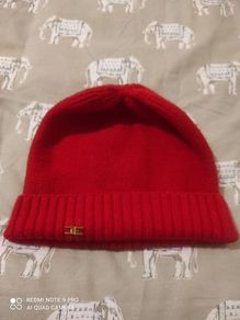 Italian designer Elisabetta Franchi wool and rabbit hair red beanie