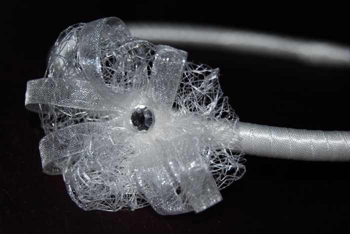 Handmade white satin hairband
