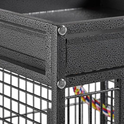 Large Aviary Cage for Parrots Inseparable Large with Pedestal Metal Wheels for Indoor Outdoor 65.5 x 65.5 x 156 cm Black