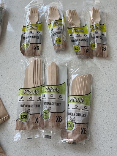 Catering Party Supplies Wooden Cutlery Paper Plates