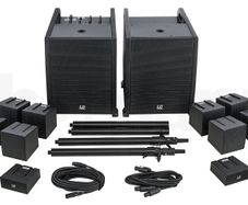 Full live sound setup: Behringer X32 Compact, S16 stage box, LD Curv 500 PS PA