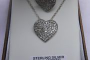 Vintage Sterling Silver 925 Cubic Zirconia Heart Set ring and chain with pendant 12,24g - lent 24" - size O