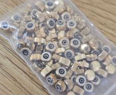 Vintage Swiss Watchmaker Parts Lot Crowns Gold Plated from 1960s era