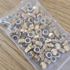 Vintage Swiss Watchmaker Parts Lot Crowns Gold Plated from 1960s era