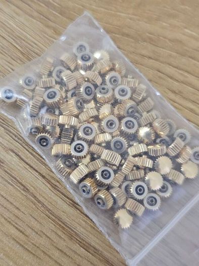 Vintage Swiss Watchmaker Parts Lot Crowns Gold Plated from 1960s era