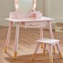 wooden vanity table pink Image 2