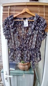 Bird Motif Cross-over Top