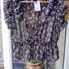 Bird Motif Cross-over Top