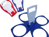 Fold Away Cup Carrier [RED & BLUE] Coffee, Soft Drink, Pint, Beer, Beverage Holder - Sturdy Reusable Pocket Size - Festival Essential - Easy and safe for hot drinks - 3 or 4 cup position