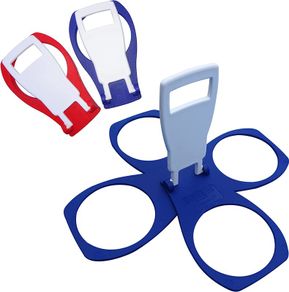 Fold Away Cup Carrier [RED & BLUE] Coffee, Soft Drink, Pint, Beer, Beverage Holder - Sturdy Reusable Pocket Size - Festival Essential - Easy and safe for hot drinks - 3 or 4 cup position