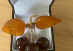 Vintage .6rk gold plated Russian Baltic Amber brooch