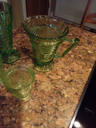 Glass Water Jug, Glasses & Vase.