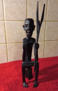 Hand Carved Dark Wood African Figure