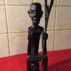 Hand Carved Dark Wood African Figure