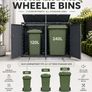 Double Metal Wheelie Bin Storage Box for 2 x 240L Bins Lockable Anthracite Powder-Coated Steel Bin Store Image 2