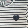 Zara white & navy stripe girls T-shirt with heart sequins Age  3-4 EUC Image 2
