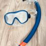 Decathlon SNK 500 Mask, Snorkel, Fins Set size 3-4 Blue Unused, Like New Image 2