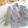 Grey & White Checkered Blazer - Size 8 Image 4