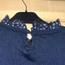 Navy blue garcia sweater/jumper with floral trim Image 4