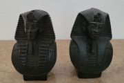 Vintage pair of carved stone pharaoh