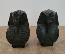 Vintage pair of carved stone pharaoh