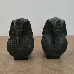 Vintage pair of carved stone pharaoh