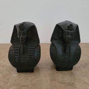 Vintage pair of carved stone pharaoh
