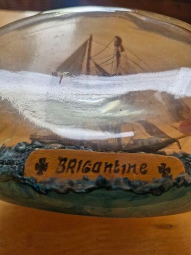 Handmade Brigantine Ship in a Bottle  Unique Maritine Craft