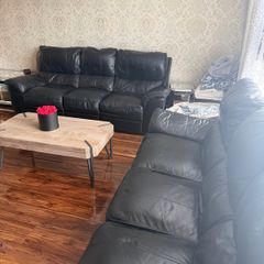 Black Leather  Sofa Suite