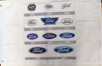 History of Ford Logo/Badge Flag 3ft x 2ft.