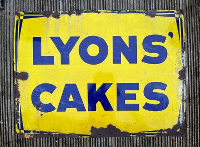Original Vintage Lyons Cakes enamel sign