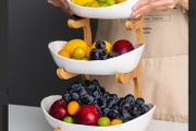 3- Tier fruit bowl stand made by bamboo and Ceramic. Full details click on link https://amzn.eu/d/4xTKUy4