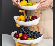 3- Tier fruit bowl stand made by bamboo and Ceramic. Full details click on link https://amzn.eu/d/4xTKUy4