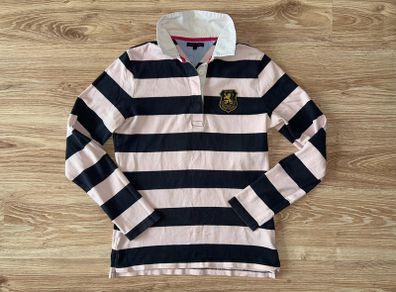 Tommy Hilfiger ladies long sleeve polo shirt top striped collar cotton