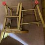Vintage wooden doll high chair FROM THE 1930S featuring a built-in play tray with a wire bead Image 2