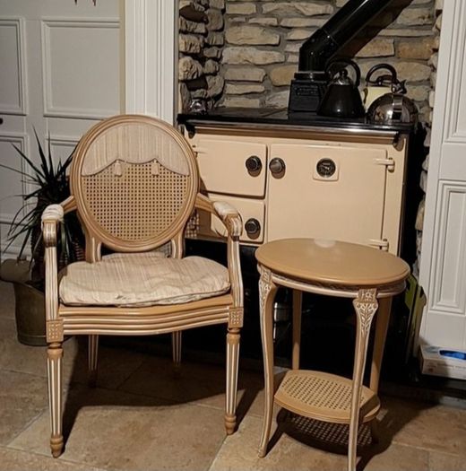 french style chair and table.